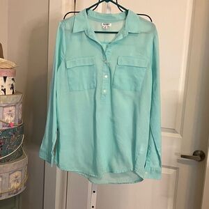 Old Navy tiffany Blue linen Button-Down Shirt